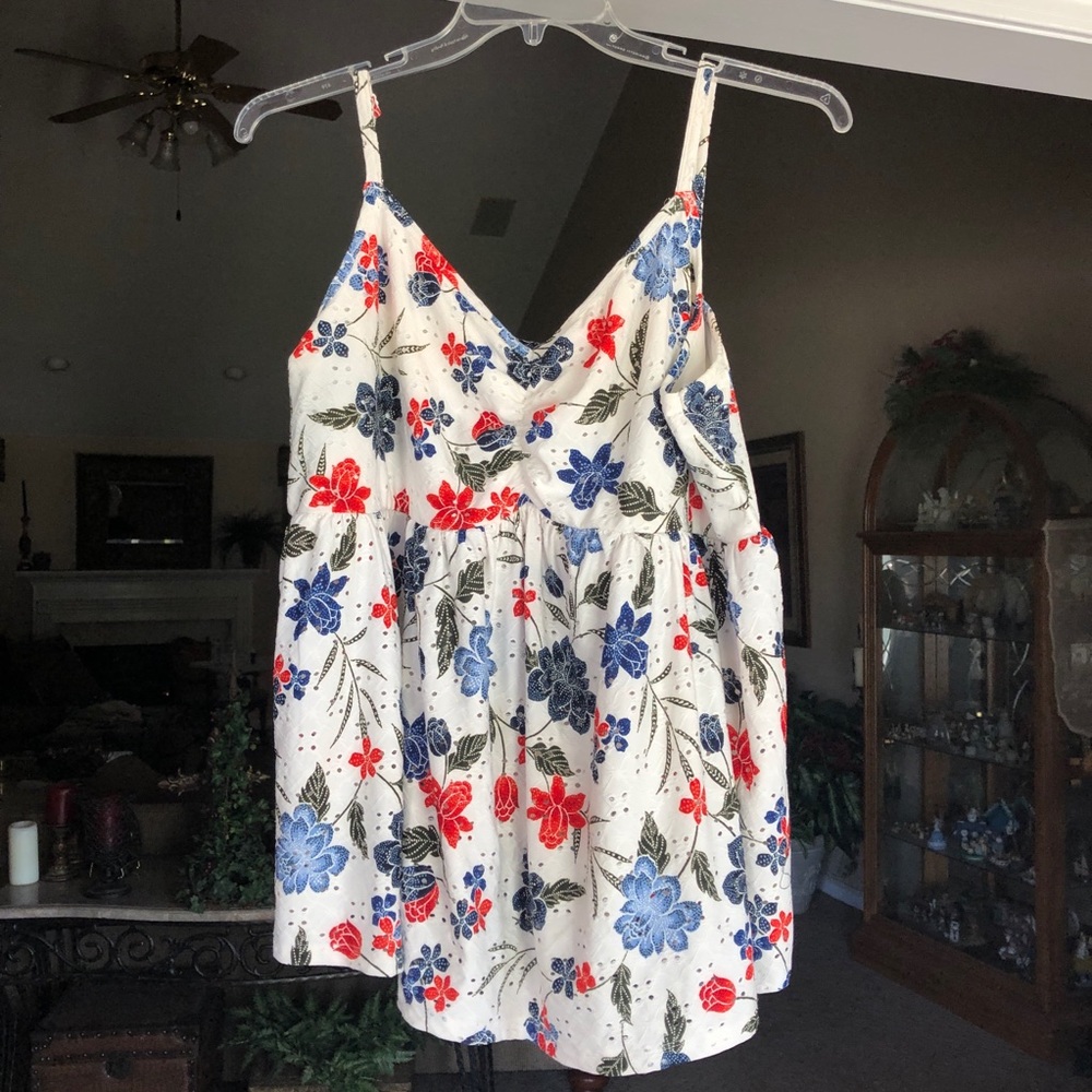 Red, White, and Blue Floral Tank